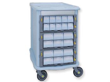 Dwustronny wzek na leki-3 due, 22 maych szuflad/DOUBLE FACE PHARMACY TROLLEY-3 large, 22 small 